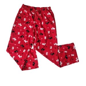Joyspun Cozycore Overall Dog Print PJ/Lounge Pants-Red Flannel-B & W Terriers M